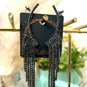New Black rhinestone dangle earrings with cartilage cuff!